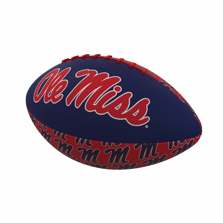 LOGO BRANDS Ole Miss Repeating Mini-Size Rubber Football 176-93MR-3